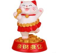 Brazo ondulante de gato de la suerte, funciona con energía solar, para decoración de riqueza Maneki Neko, símbolos de buena fortuna para atrapasueños de ventana, 7,8 cm de profundidad