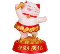 Brazo ondulante, gato de la suerte, funciona con energía solar, para atraer al gato, Maneki Neko, decoración de riqueza, símbolos de buena fortuna para atrapasueños de ventana, 7,8 cm (C)