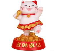 Brazo ondulante, gato de la suerte, funciona con energía solar, para decoración de riqueza Maneki Neko, símbolos de buena fortuna para atrapasueños de ventana, 7,8 cm (A)