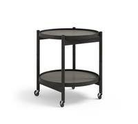Brdr. Mesa Auxiliar Krüger Bølling Ø50 Roble Pintado de Negro con Platos en Gris/ Gris Oscuro