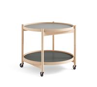 Brdr. Mesa Auxiliar Krüger Bølling Ø60 de Madera de Haya Aceitada con Platos en Gris/ Gris Oscuro