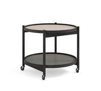 Brdr. Mesa Auxiliar Krüger Bølling Ø60 Roble Pintado de Negro con Platos en Gris/ Gris Oscuro