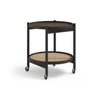 Brdr. Mesa Bandeja Krüger Bølling Ø50 Roble Lacado Negro con Placas en Beige/ Marrón
