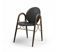 Brdr. Silla de Comedor Krüger Arcade con Estructura de Metal de Latón y Madera de Roble Ahumada con Tapizado de Cuero Negro