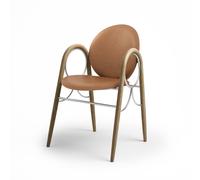Brdr. Silla de Comedor Krüger Arcade Estructura en Metal Cromo y Roble con Tapizado en Cuero Brandy
