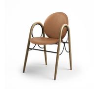 Brdr. Silla de Comedor Krüger Arkade con Estructura de Metal Negro y Roble y Tapizado en Cuero Brandy