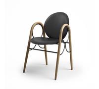 Brdr. Silla de Comedor Krüger Arkade Estructura de Metal Negro y Roble con Tapizado de Cuero Negro