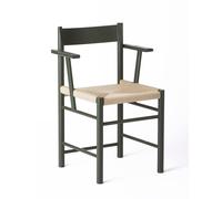 Brdr. Silla de Comedor Krüger F con Reposabrazos Madera de Fresno Lacada en Verde Oscuro