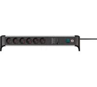 Brennenstuhl ALU-Office-Line regleta enchufes de 6 Tomas con protección contra sobretensiones hasta 60.000 A (Cable de 3m, Interruptor, Fabricado en Alemania)