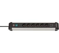 Brennenstuhl Premium-ALU-Line 6gang negro *EN* 3m H05VV-F3G1, 5 m. Interruptor+USB 3,1A
