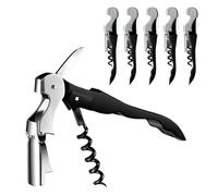 BREANIFULL 6 sacacorchos abridor de botellas de vino 3 en 1 Screw Pull Wine, abrebotellas con cortador de láminas, abridor de cerveza, abridor de doble palanca para sommeliers, camareros y camareros,