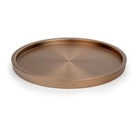 Bredemeijer Bandeja redonda grande de 38 cm de diámetro, bandeja de cocina de bronce con borde alto, bandeja de metal, ideal para servir bebidas