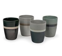 Bredemeijer Juego de tazas de té de 4 piezas - Vasos de cerámica de colores con diseño de rayas - cada uno de 200 ml de capacidad