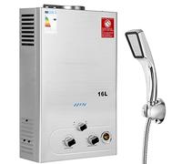 BreeRainz 16LPM Calentador de Agua de Gas GLP Propano Butano con Cabezal de Ducha, 32KW, para el Hogar,Vehículos Recreativos y Exteriores