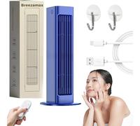 Breezamax AC, 360° Circulating Airflow, Beat the Scorching Heat & Humidity Instantly, Small and Compact Ultra Quiet Energy Efficient, Oscillating Fan (Blue,Plug-in Model)