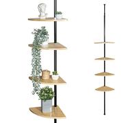 bremermann Estantería telescópica de pared con 4 estantes de bambú, versátil para salón, pasillo, baño, oficina o cocina. Altura de montaje variable de 140 a 290 cm (Negro)