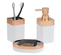 bremermann Savona - Juego de 3 cucharaditas de baño (plástico, color oro rosa), color blanco