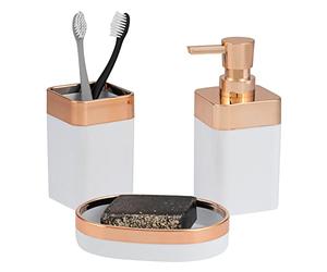 bremermann Savona - Juego de 3 cucharaditas de baño (plástico, color oro rosa), color blanco