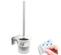 bremermann Set de baño Lucente Tape - Escobillero autoadhesivo de cristal y acero inoxidable, cromado, sin taladrar, fijación adhesiva 3M