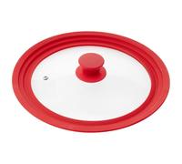 bremermann Tapa de Cristal Universal con Borde de Silicona, 30/32/34 cm, Grande (Rojo)