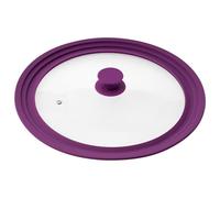 bremermann Tapa de Cristal Universal con Borde de Silicona, 30/32/34 cm, Grande (Violeta)