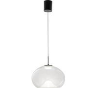 Brena: Lámpara colgante individual transparente de Fabas Luce. LED de 14W regulable. Lámpara de techo. Diámetro: 33 cm