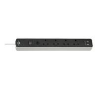 Brennenstuhl 1153243026 Acer 4 Salidas Negro/Blanco Saso Extensión Enchufe Negro