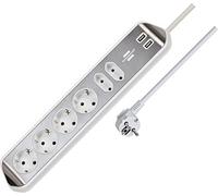 Brennenstuhl 1153590620 base múltiple 2 m 6 salidas ac interior plata