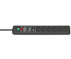 Brennenstuhl 1159541376 - Bloque de Seguro-Tec 6 Salidas con Protector contra sobretensiones Tiene 15.000 Timbre Negro