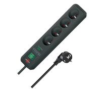 Brennenstuhl 1159701 - Regleta para 4 enchufes con interruptor y cable (13.500 A, 1,4 m, toma de tierra), color negro