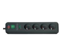 Brennenstuhl 1159701 - Regleta para 4 enchufes con interruptor y cable (13.500 A, 1,4 m, toma de tierra), color negro