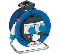 Brennenstuhl 1332806 enrollacables 50 m (Cable obra) asa ergonómica, enchufe CEE 3 pines 230 V/16 A, 1 enchufe Schuko y 2 enchufes CEE 3 pines 230 V/16 A autochiudenti, Serie Serie Garant ST CEE 2 - IP 44