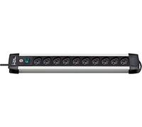 Brennenstuhl 1391005010 regleta, Serie Premium ALU Line, 10 Tomas Italianas (10/16 A), Bordes de Aluminio, Interruptor Luminoso