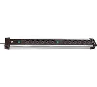 Brennenstuhl 1391005012 - Serie Premium - ALU Line - Regleta con 12 Tomas de Corriente Tipo Schuko (10/16 A) y Dos interruptores Luminosos (6 Tomas para Cada uno), Laterales de Aluminio
