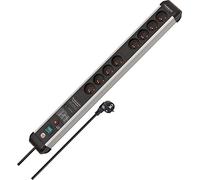 Brennenstuhl 1391014800 Regleta de 8 enchufes con protección contra sobretensiones de 60.000 A (cable de 3 m, con interruptor, fabricado en Alemania), plateado/negro