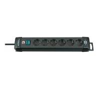 Brennenstuhl Premium-Line regleta de enchufes con 6 Tomas de Corriente (Cable de 3 m, con Interruptor, Fabricado en Alemania) Negro