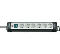 Brennenstuhl Regleta de enchufes 6 tomas, cable 5 m, con interruptor, montable – Negro/Gris