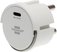 Brennenstuhl Adaptador de Enchufe USB C PD 20 W | Cargador USB para enchufar en un nido de enchufe, compatible con enchufes IP44 y tambores de cable de Brennenstuhl