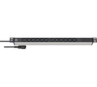Brennenstuhl Alu-Line 19" regleta de enchufes 12 vías - regleta de enchufes de aluminio de alta calidad (con 12 tomas C13, clavijas C14, cable de 2 m)