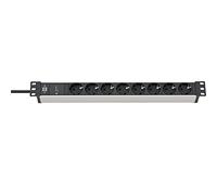 Brennenstuhl ALU-Line regleta de enchufes con 8 Tomas y protección contra sobretensión (regleta eléctrica en Formato de 19 Pulgadas y con Cable de 2m)