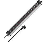 Brennenstuhl ALU-Line regleta enchufes 19" para Armario Rack con 9 Tomas de Corriente (Cable de 2 m, Unidad de distribución, 19" Formato para Montaje, sin Interruptor)