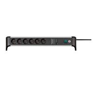 Brennenstuhl ALU-Office-Line regleta enchufes de 6 Tomas con protección contra sobretensiones hasta 60.000 A (Cable de 3m, Interruptor, Fabricado en Alemania)