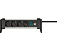 Brennenstuhl ALU-Office-Line regleta enchufes de Aluminio para Escritorio con 4 Tomas de Corriente (regleta de Mesa, Cable de 1,8m, Interruptor Iluminado)