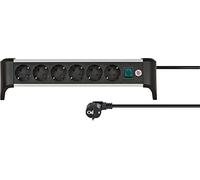 Brennenstuhl ALU-Office-Line regleta enchufes de Aluminio para Escritorio con 6 Tomas de Corriente (regleta de Mesa, Cable de 3m, Interruptor Iluminado)