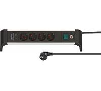 Brennenstuhl ALU-Office-Line regleta enchufes Power Delivery con USB Tipo C y 4 Tomas de Corriente (1x USB A, con Interruptor, Carga rápida, Fabricado en Alemania)
