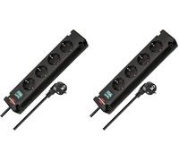 Brennenstuhl Bremounta regleta de enchufes con 4 Tomas Corriente para instalación y fijación (Cable de 1,5m, montable, con Interruptor) Negro (Paquete de 2)
