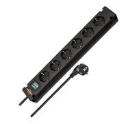 Brennenstuhl Bremounta regleta de enchufes de 6 Tomas con Interruptor (regleta eléctrica con Tomas de 90 Grados, regleta con opción de Montaje y Cable de 3m) Negro