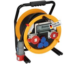 Brennenstuhl Brobusta 380 CEE 2 FI IP44 - Carrete de cable (25 m, con protección FI, para uso permanente en exteriores, fabricado en Alemania)