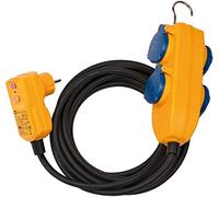 Brennenstuhl Cable Adaptador de protección FI IP54 con Powerblock (extensión de 4 vías, IP54, Cable de 5 m, con Interruptor de protección Personal)