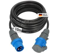 Brennenstuhl Cable Alargador Camping CEE 230V 10m (Cable H07RN-F 3G2.5 en Color Negro, Cable Eléctrico Camping para Uso Permanente en Exteriores IP44, Made in Germany)